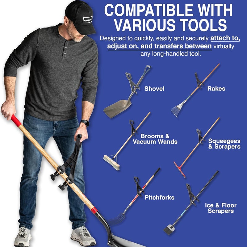 Reach Right Universal Handle Attachment for Snow Shovel, Weedeater, String Trimmer, Rake & More | Versatile Ergonomic Back Saving Attachment for All Gardening Tools | Yard Tool Gifts (2 Pack) - Image 5